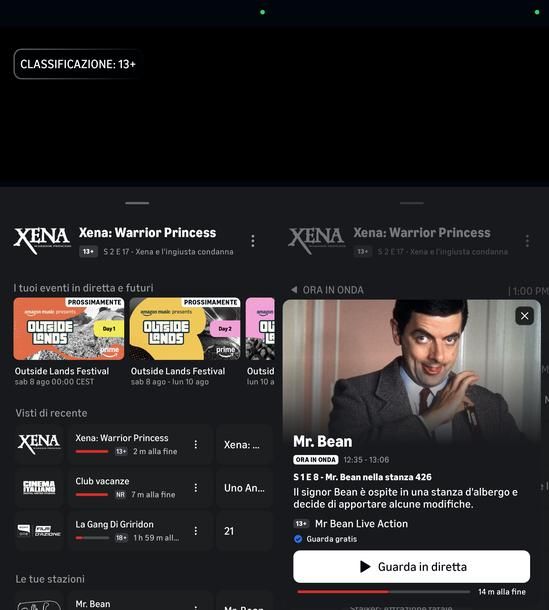 Guardare TV in diretta Amazon Prime Video Android