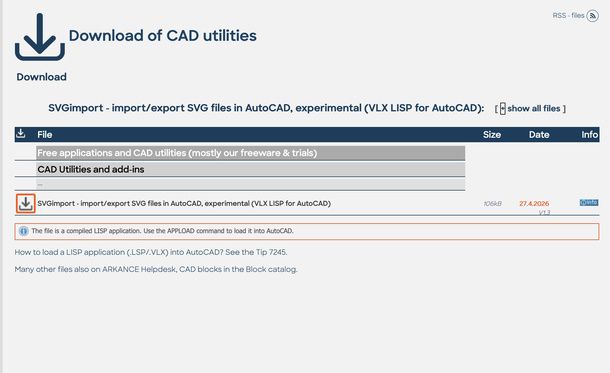 Scaricare estensione SVGimport AutoCAD