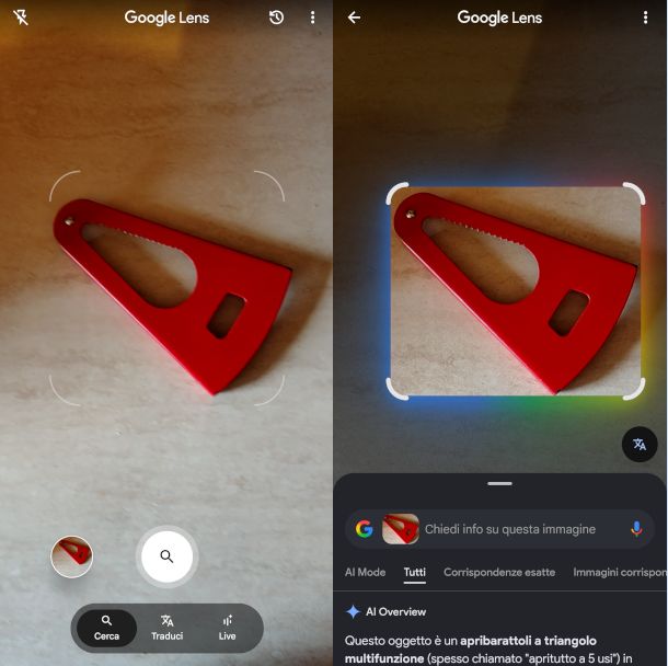 funzione di ricerca su Google Lens