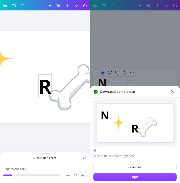 schermate app Canva