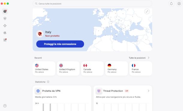 schermata NordVPN