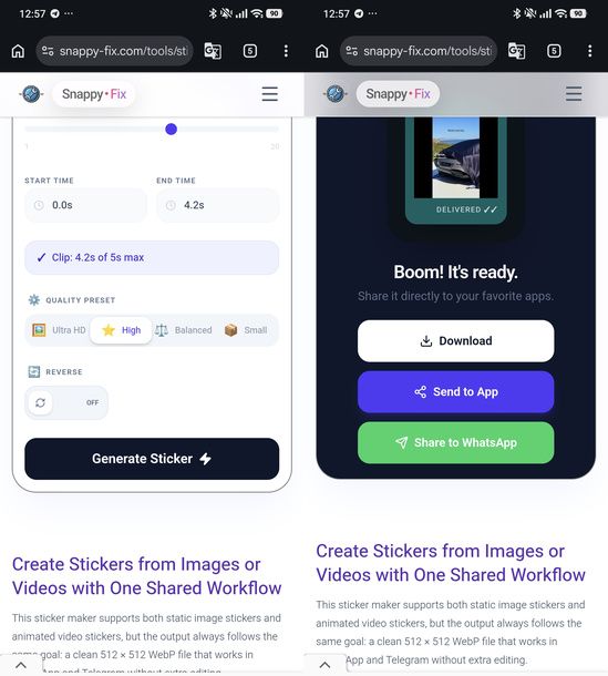 Generare uno sticker con Snappy-Fix Android