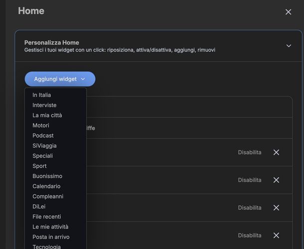 Personalizzare la Home di Libero Mail PC