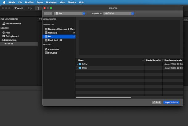 schermata iMovie