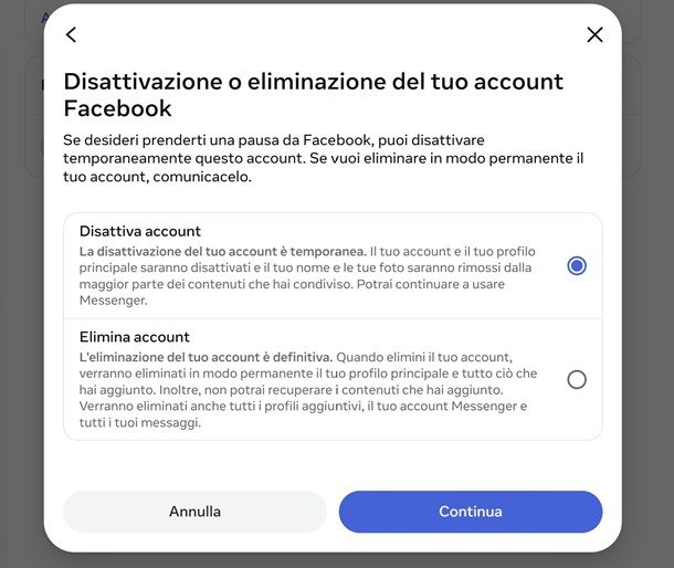 Come cancellare un account