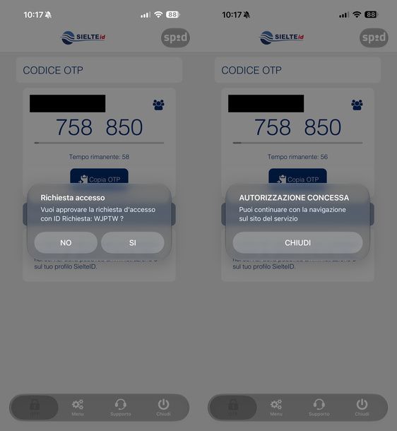 Autorizzare accesso SPID app MySielteID