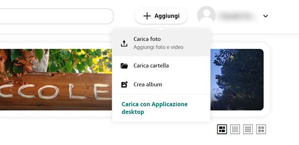 Carica foto su Amazon Photos da PC