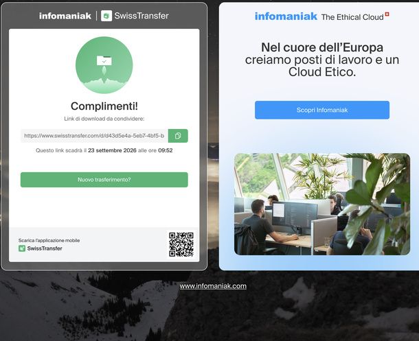 Inviare file SwissTransfer PC