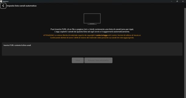 Impostare lista canali automatica Veezie Windows