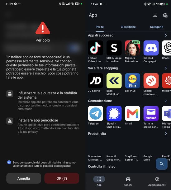 Installare Aurora Store Android