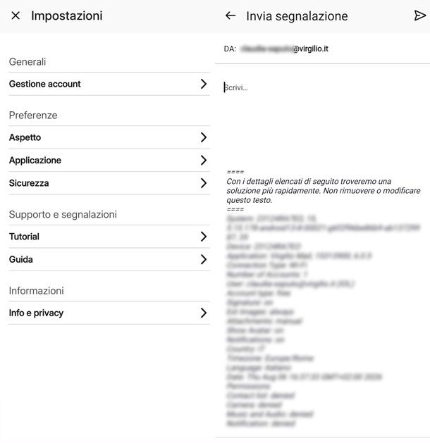 Virgilio segnalazioni da app