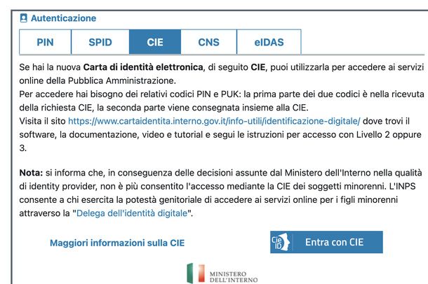 Accedere ai servizi INPS con CIE