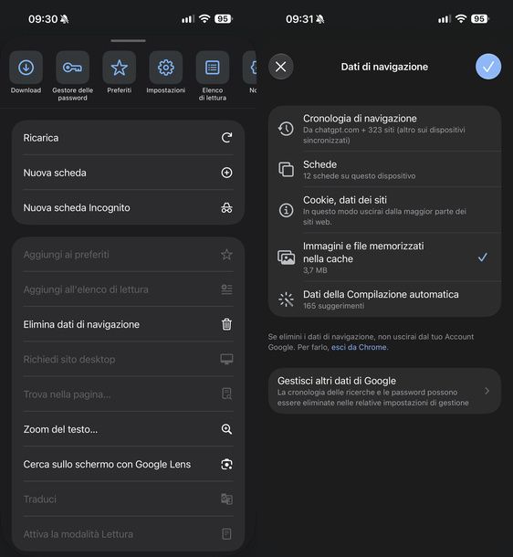 Eliminare cronologia navigazione Chrome iOS