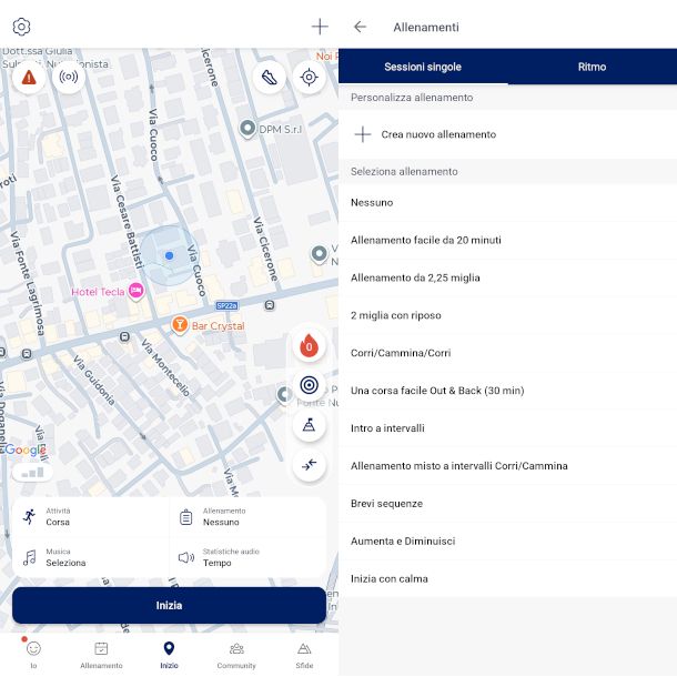 schermate app ASICS Runkeeper