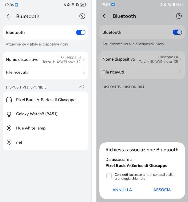 Collegare auricolare Bluetooth a Huawei