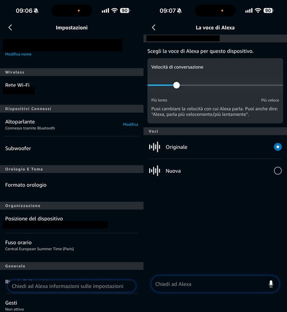 Personalizzare le impostazioni Echo app Alexa