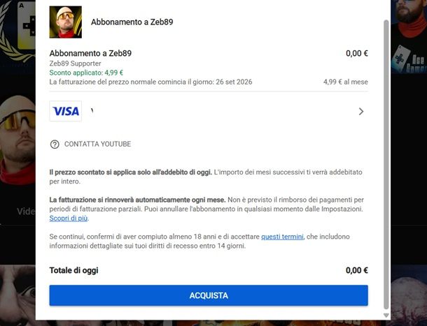 abbonamento canale youtube