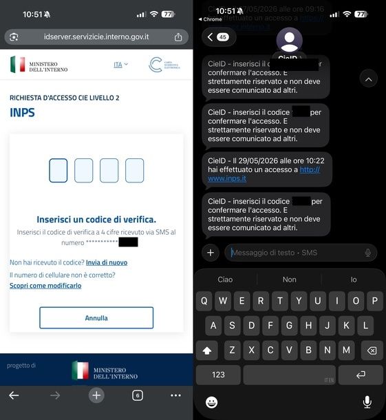 Autorizzare accesso CIE tramite SMS