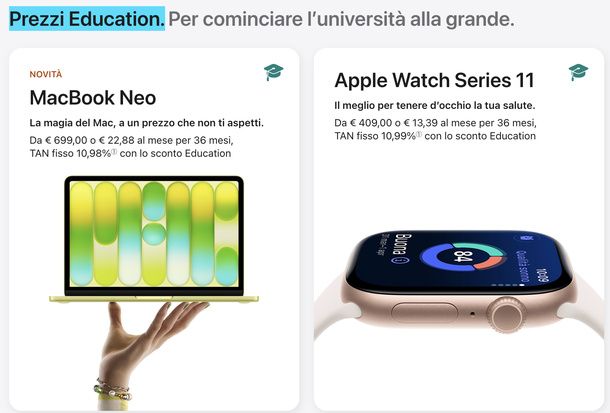 Icona sconto Education Apple prodotti
