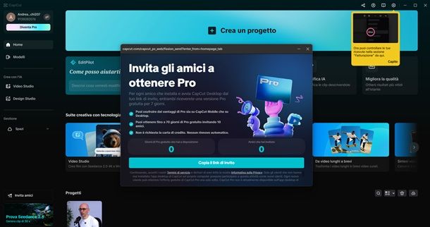 capcut pro invita amici