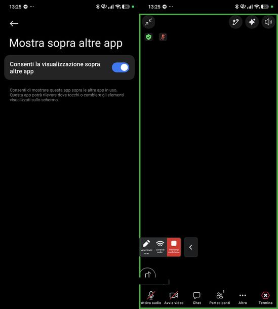 Condividere schermo intero Zoom Android