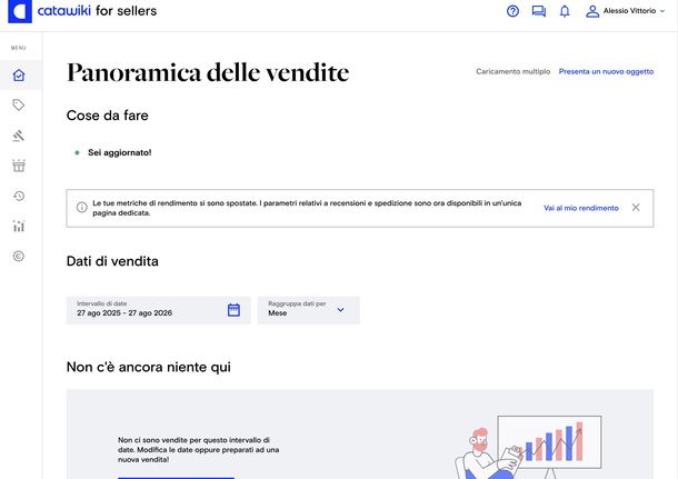Consultare la dashboard venditore su Catawiki