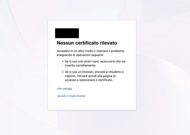 Nessun certificato account Microsoft aziendale