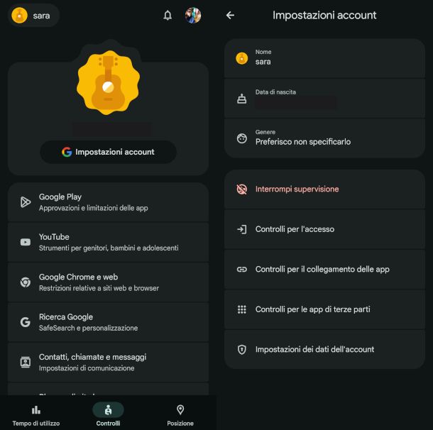 schermate app Family Link