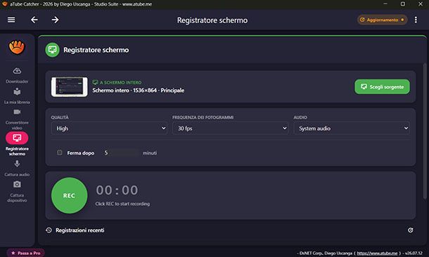 Registrare schermo