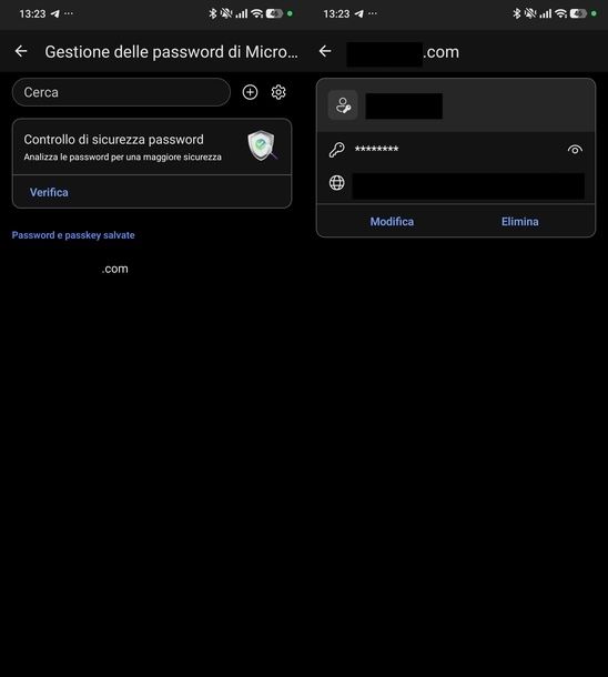 Visualizzare password Google Microsoft Edge Android