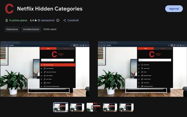 Estensione Netflix Hidden Categories Chrome