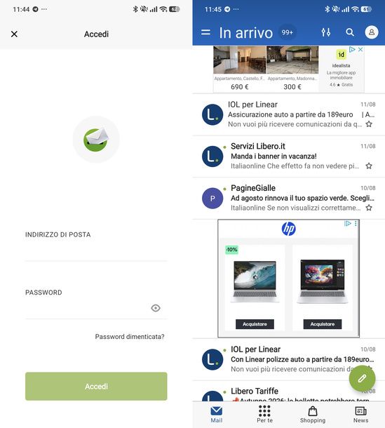 Accedere a Libero Mail Android
