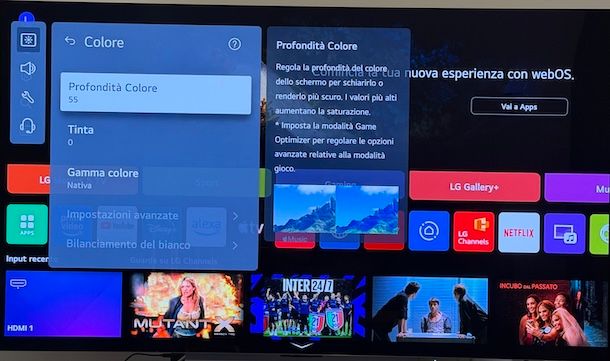 Regolare colore e tinta Smart TV LG