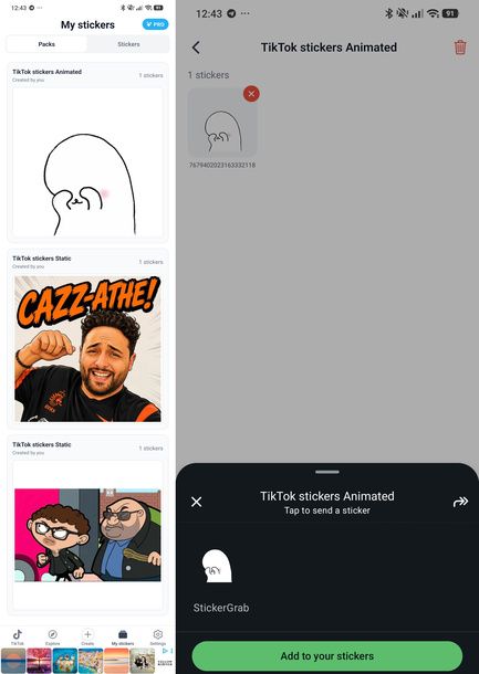 Esportare gli sticker di StickerGrab su WhatsApp Android
