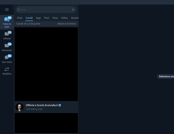 Vedere tutti i canali Telegram seguiti Windows