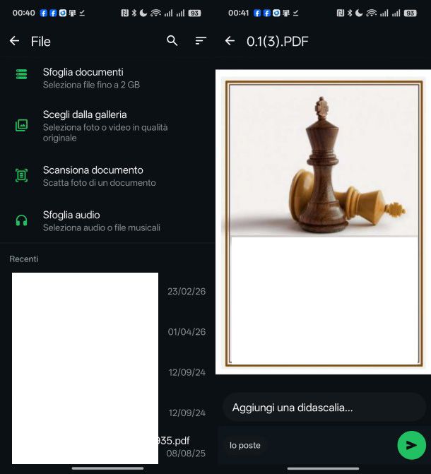 Invio file WhatsApp