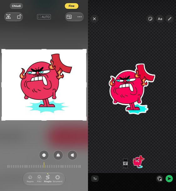 Ritagliare e creare uno sticker WhatsApp iPhone