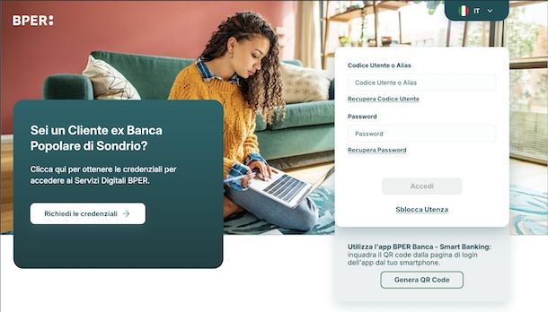 Inserire le credenziali Smart Web BPER PC