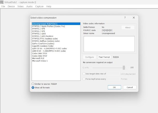 schermata programma VirtualDub2