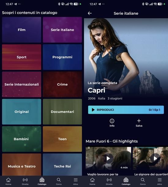 Guardare serie TV RaiPlay Android