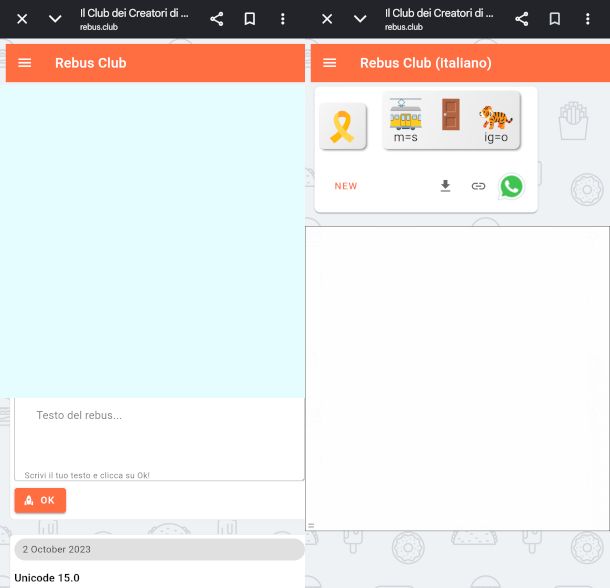 schermate sito mobile Rebus Club