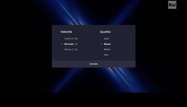Abbassare qualità video RaiPlay PC