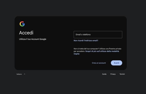 Accedere a Gmail in incognito PC