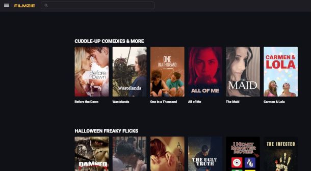 schermata sito Filmzie