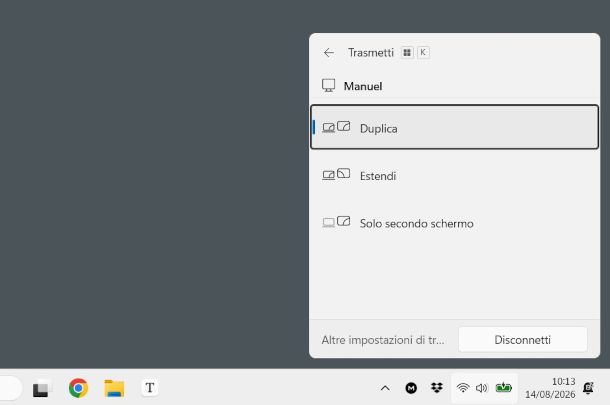 finestra trasmissione schermo Windows 11