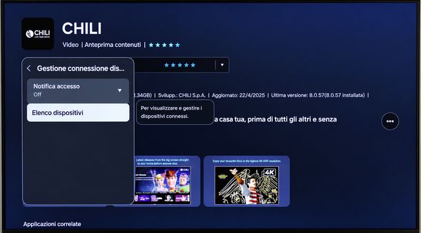 Gestione connessione dispositivo Smart TV Samsung