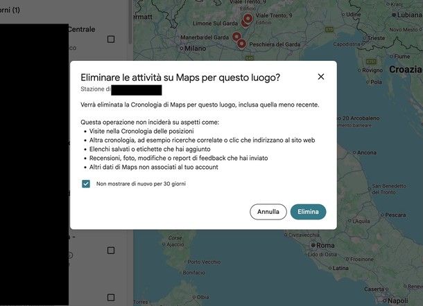 Eliminare una ricerca da Google Maps PC