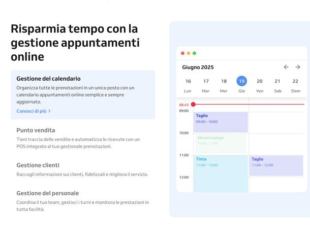 Calendario appuntamenti Reservio