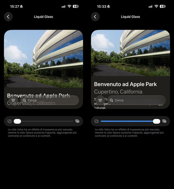 Attivare lo slider di trasparenza iPhone
