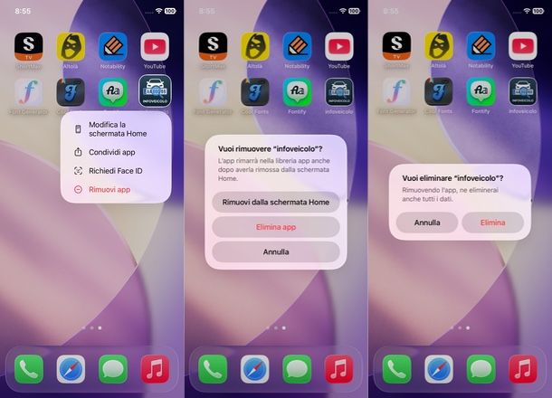 eliminare app iPhone
